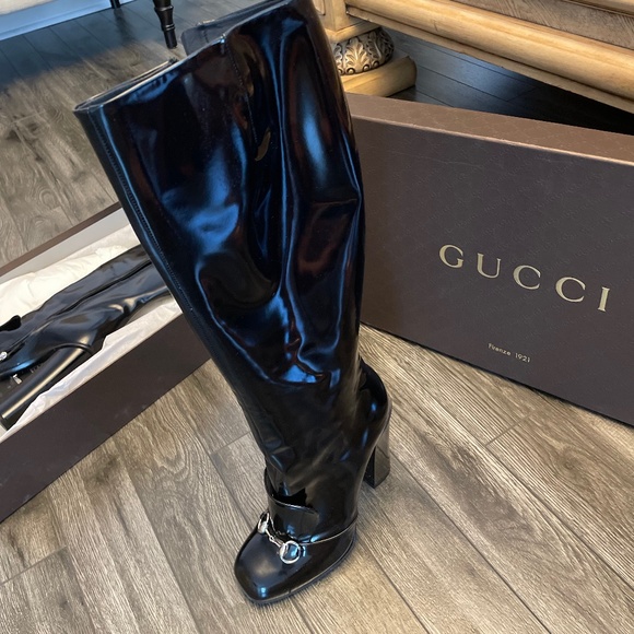 gucci black leather boots / size 40 - Picture 3 of 10